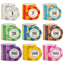 Новое поступление! Фишки для покера, 14 цветов, профессиональные фишки для покера Pokerstars, европейские фишки для покера, набор 40*3,5 мм, 14 г