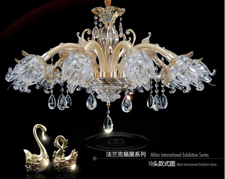 Free Shipping European Candle Clear Crystal Chandeliers Ceiling Living Room Modern E14 Golden Crystal Chandelier 100
