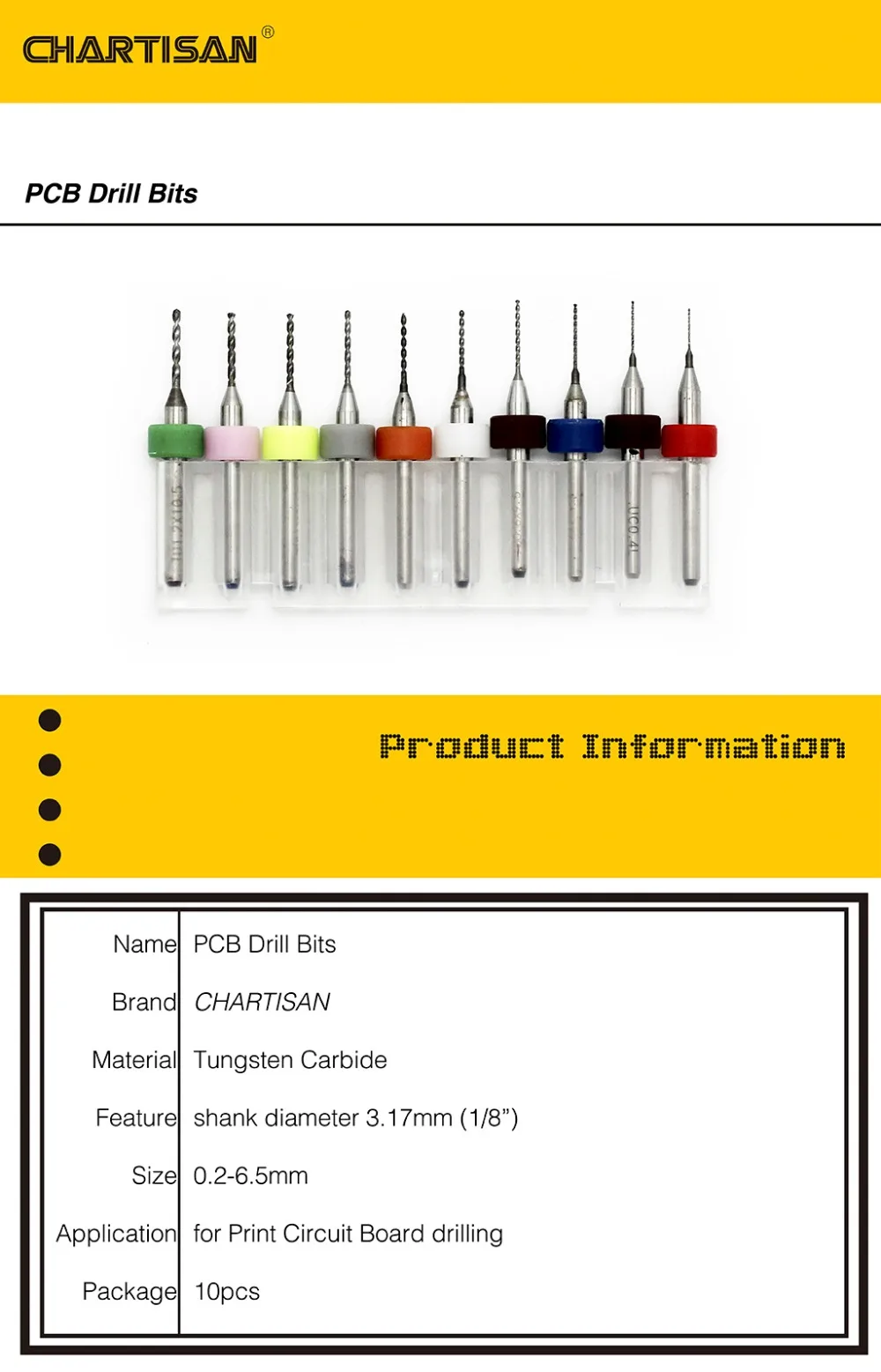 CHARTISAN 1,3-3,175 мм Карбид PCB микро сверла