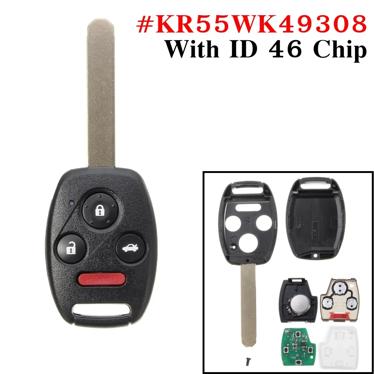 Кнопка аварийной сигнализации # KR55WK49308 3 + 1 313 8 МГц дистанционный ключ без порезов