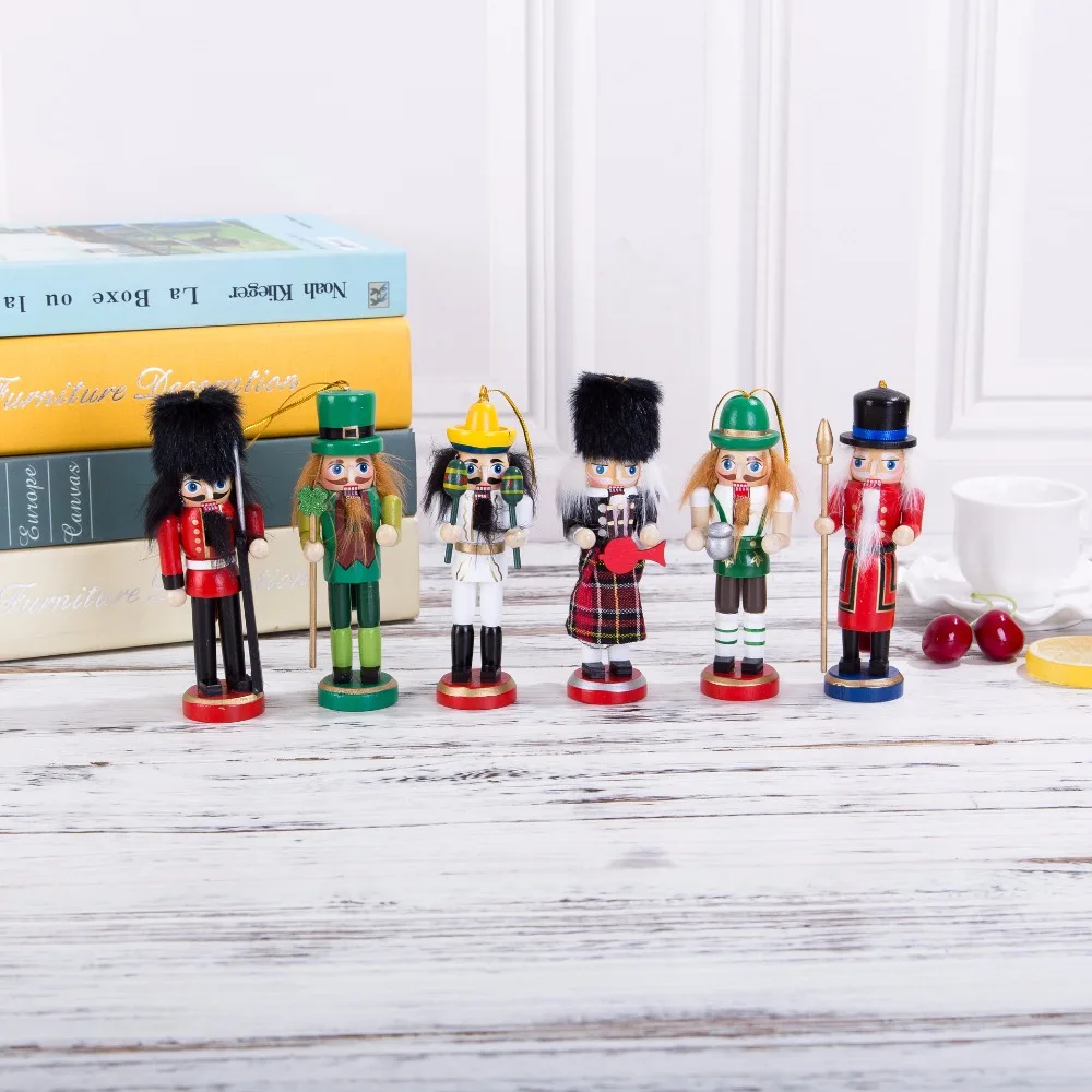 

HT117 free shipping New 12CM cute cartoon nutcracker puppet pendant christmas nutcracker doll child gift 6pcs/set