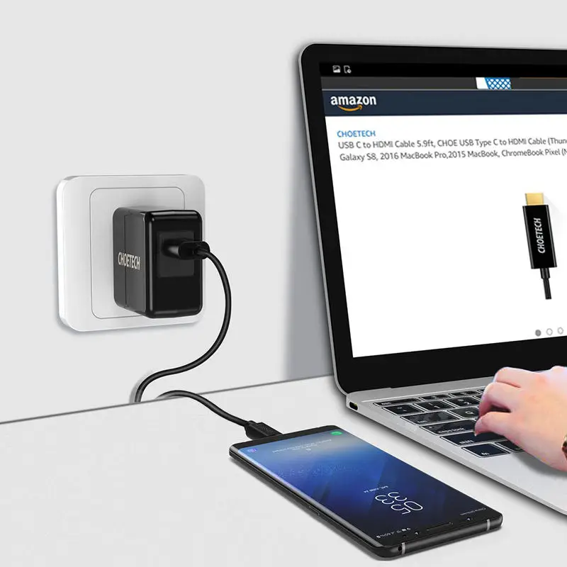Choetech Quick Charge 3,0 18 Вт Usb настенное зарядное устройство для Iphone Xr Xs X 8 8 Plus, зарядное устройство для мобильного телефона Galaxy S9 Plus Note8(Us Pl