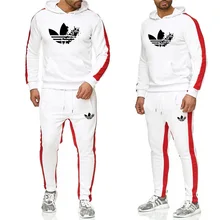 2019 The New Brand Tracksuit Fashion Men Sportswear Two Piece Sets All Cotton Fleece Thick hoodie+Pants Sporting Suit 