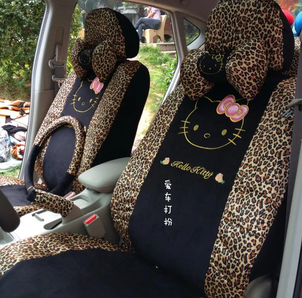 2017 fashion Cute hello kitty Leopard print cartoon universal car seat
