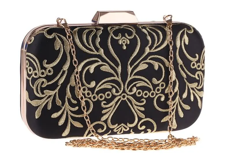 Pochette brodée noire Luxy Moon vue latérale