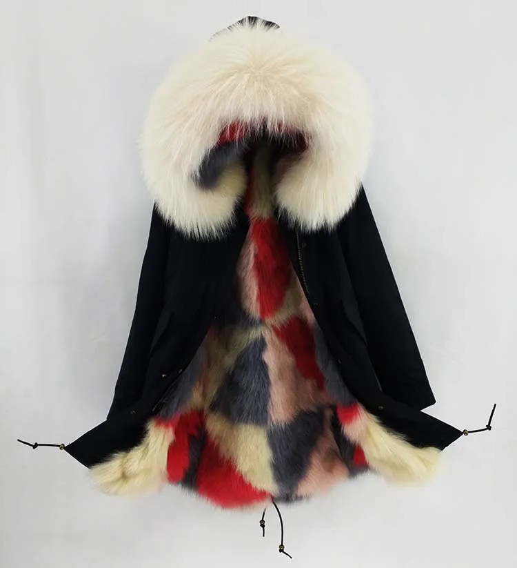 Мао Конг натуральный мех пальто зимняя куртка женская длинная парка натуральный мех енота воротник натуральный Лисий Мех бежевый роскошный уличная - Color: Long fox fur 6