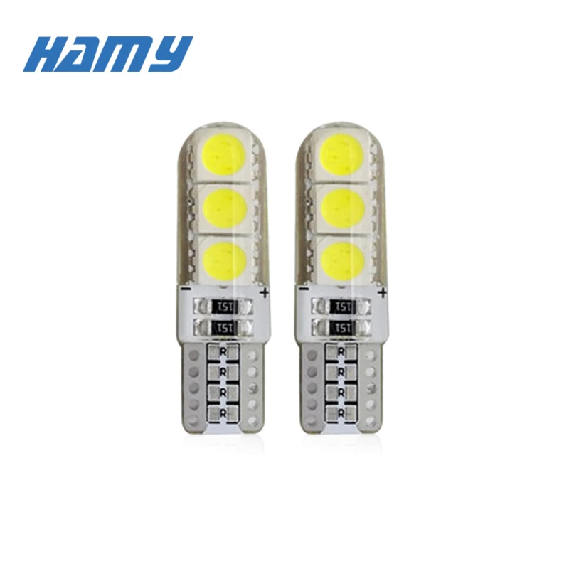 

2x Super Bright White T10 W5W Car LED Signal Bulb Interior Reading Light Auto License Plate Trunk Wedge Side Lmap 12V 5050 6SMD