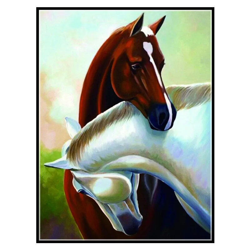 

New Year Diy Diamond Painting Cross Stitch Pattern Two Horses Animal Picture Diamond Embroidery Kits Bedroom Wall Sticker