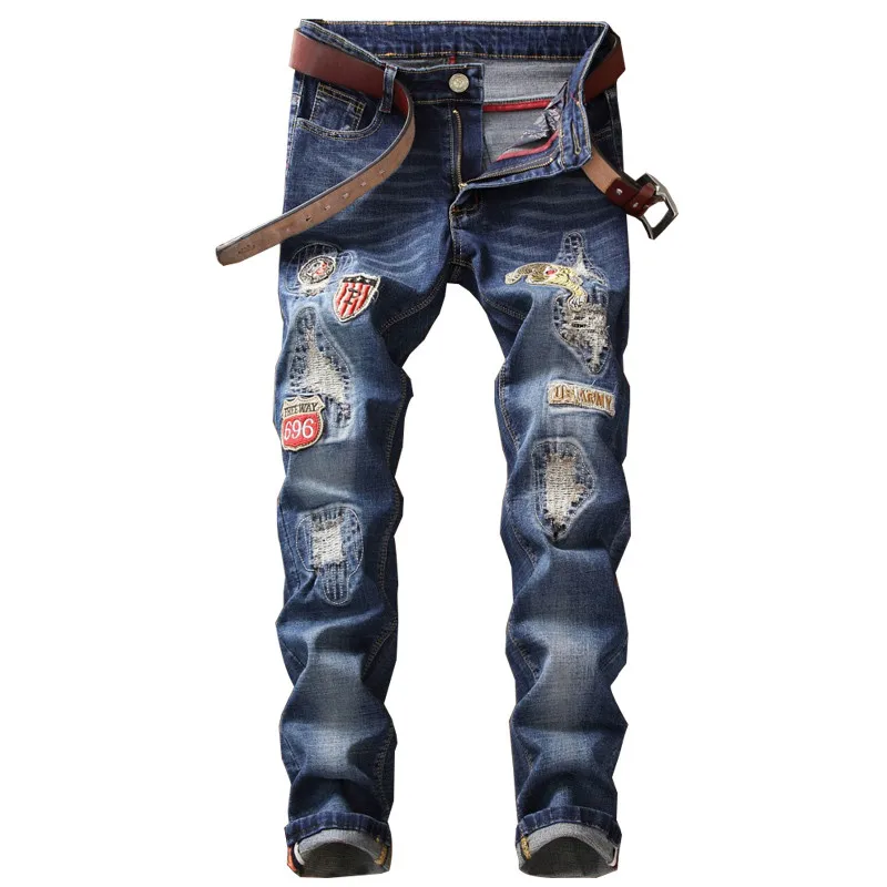 MORUANCLE Fashion Mens Ripped Patched Jeans Trousers Fashion Distressed ...