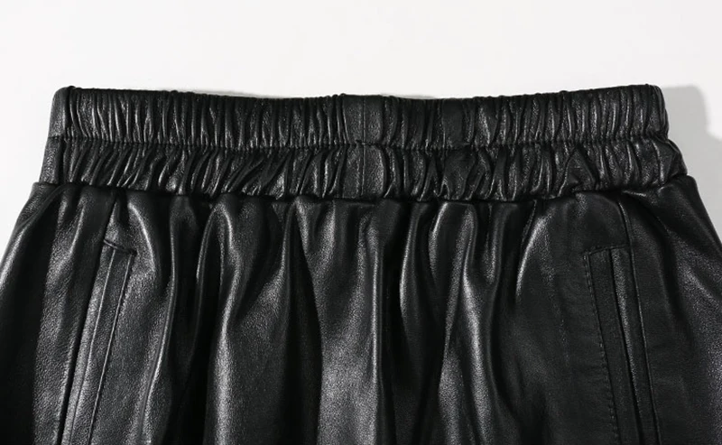 Юбки из натуральной кожи женские черные эластичные талии по колено уличная женские юбки офисные из натуральной овчины женская юбка