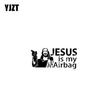 YJZT 12.7 CENTÍMETROS * 5.8 CENTÍMETROS JESUS É MEU AIRBAG Carro Motocicleta Adesivos Decalques de Vinil Preto/Prata C13-000144