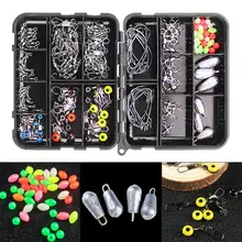 160 шт./лот комплект рыболовных принадлежностей, включая кривошипный крючок, поворотный Рыболовный разъем, светящиеся бусины для рыбалки с коробкой для рыболовных снастей