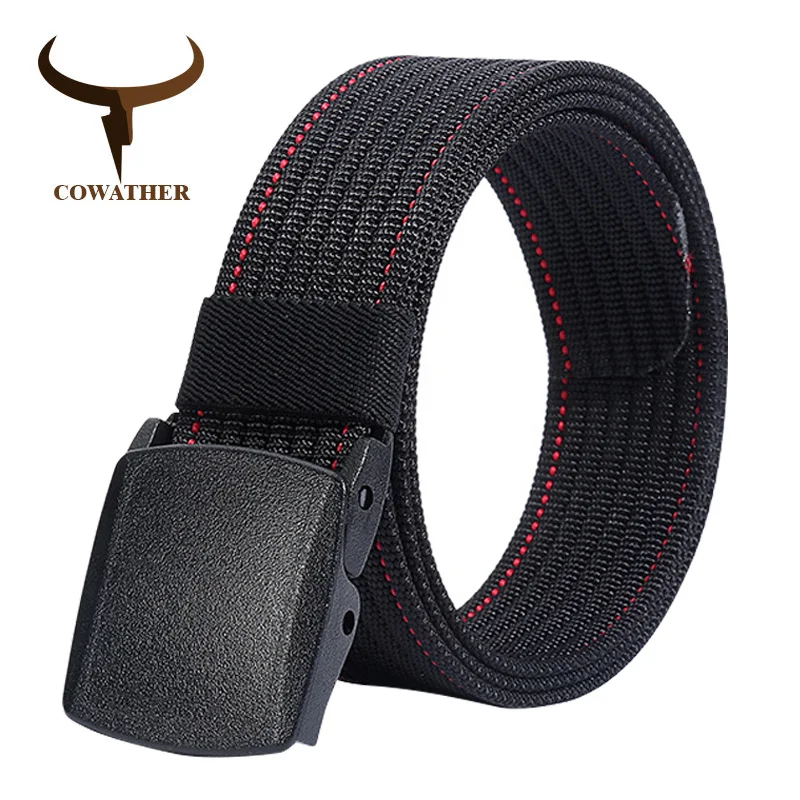 

COWATHER Luxury nylon men belts fashion canvas belts for men military outdoor tactical male strap newest male waistband NY009
