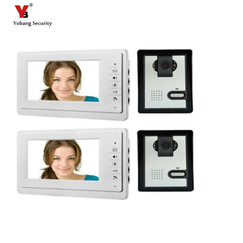 Yobang безопасности 7 дюймов экран видео домофон дверной звонок Система с ИК Ночное видение непромокаемые Камера Видеодомофоны
