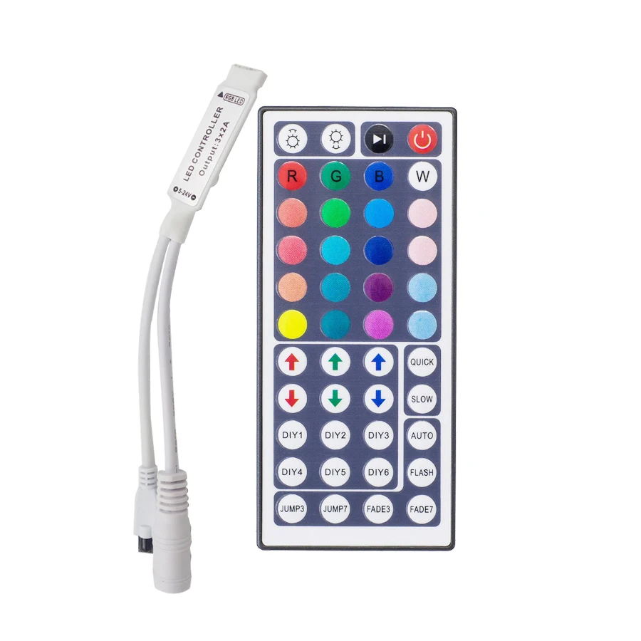 

44Keys LED RGB Controller DC12V IR Remote Mini Controller for SMD 2835 5050 RGB LED Strip Lights