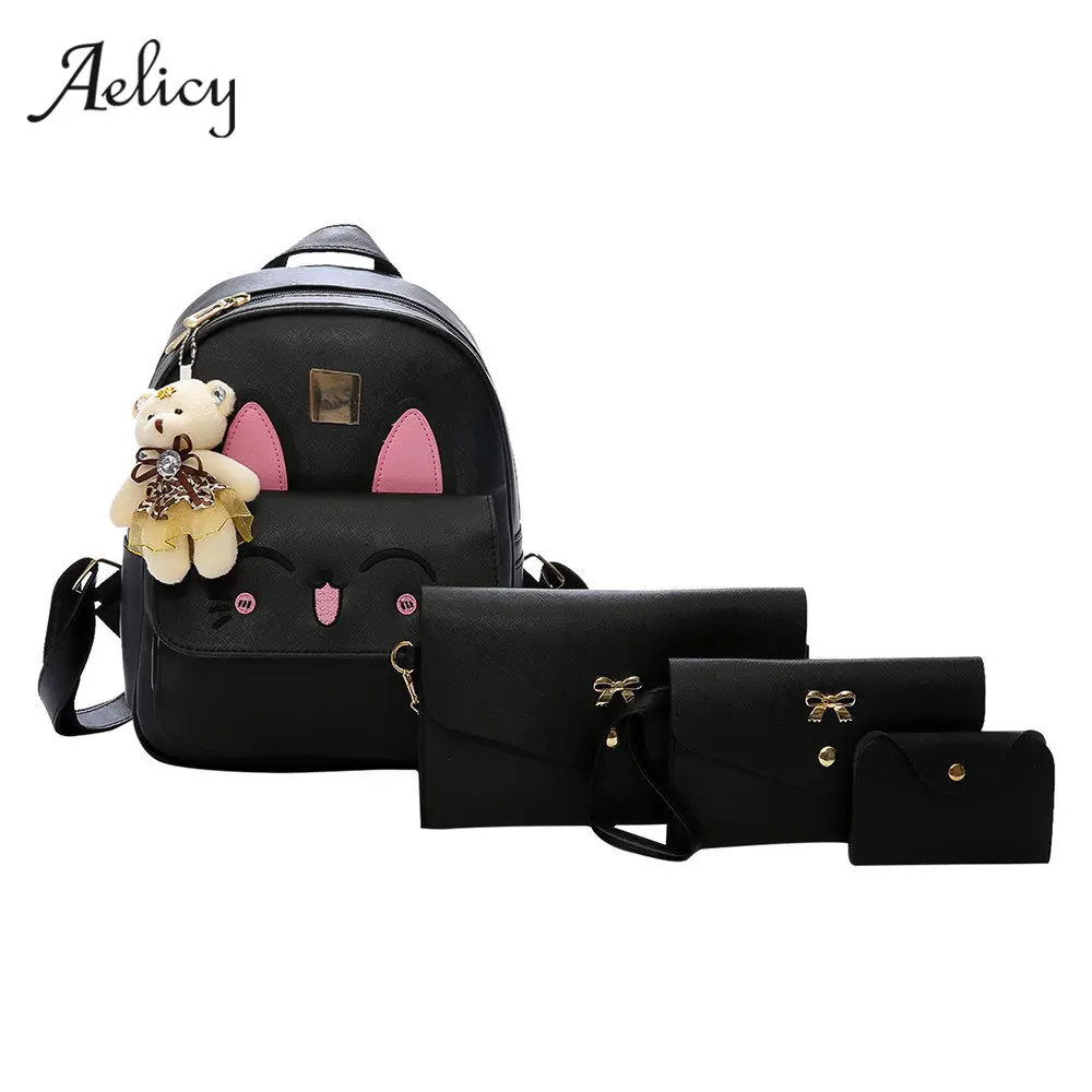 

Aelicy Women Four Set Animal Prints Backpack Composite Bag PU Backpack Bag Backpack For Teenage Girl Laptop Backpack Rugzak 0920