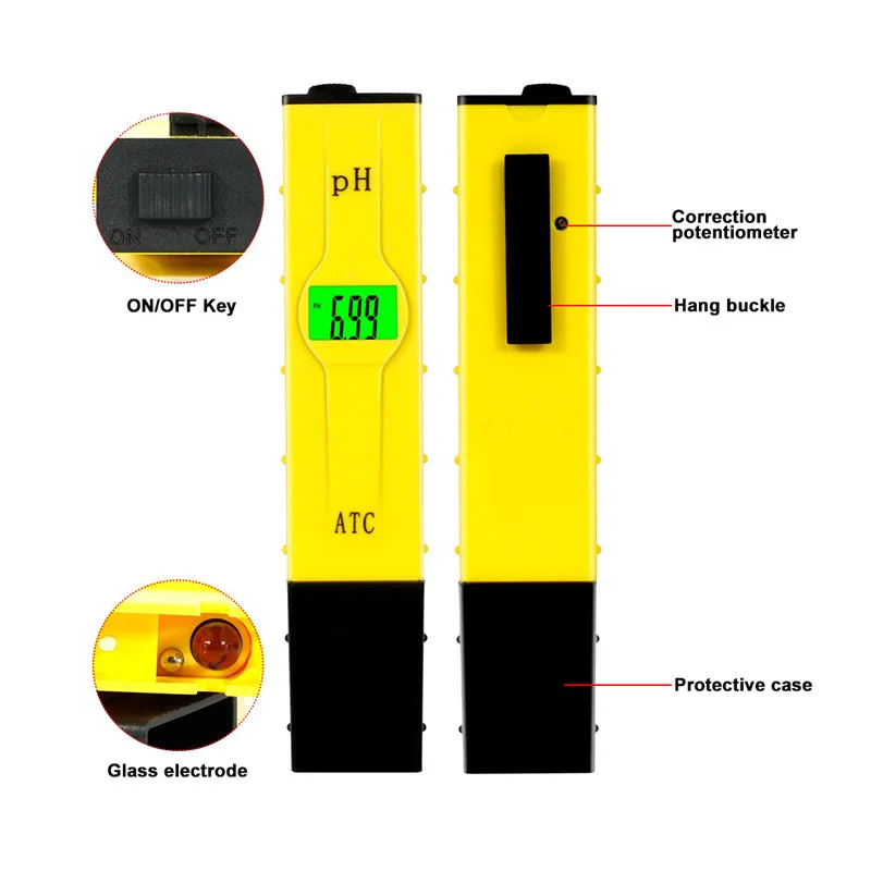 Портативный ЖК-цифровой рН-метр ручка Тип тестер аквариум бассейн воды лаборатория почвы пищевой монитор 0,0-14.0PH/0,00-14.00PH ATC
