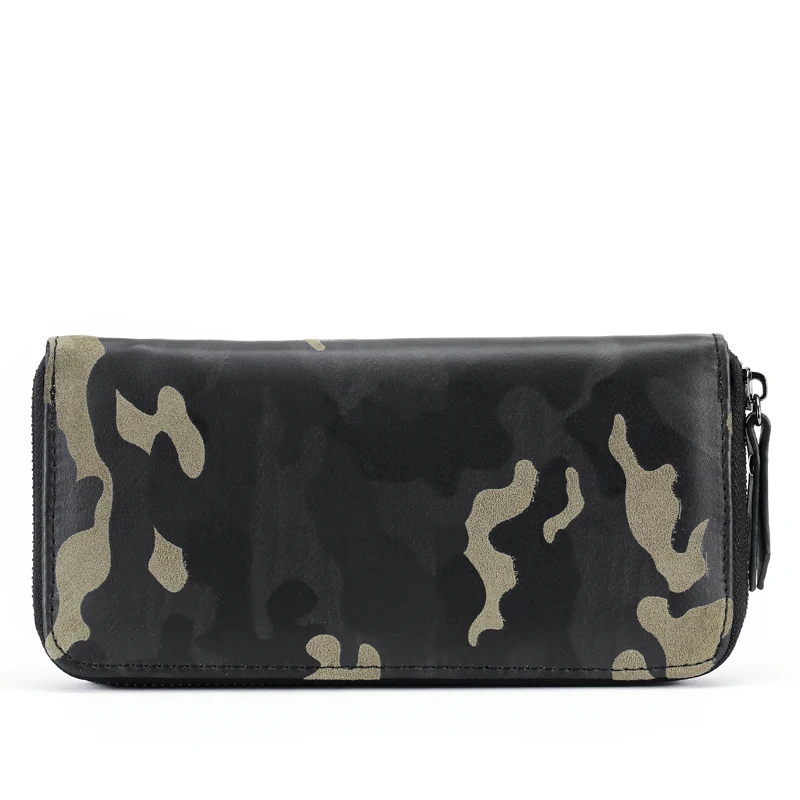

Men Fashion Camouflage Leather Zipper Long Wallet Clutch Men Clutch Purse Long Phone Holder Wallet Bag