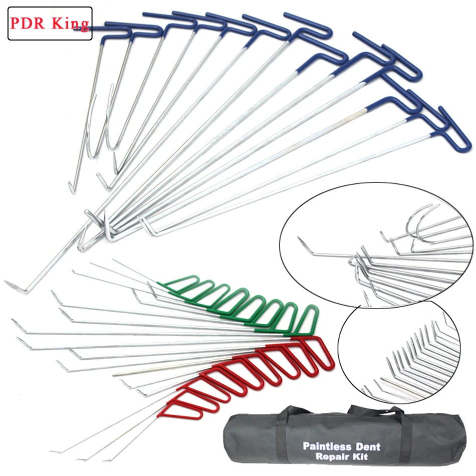 PDR KING стержни Крюк Инструменты безболезненный вмятин ремонт автомобиля вмятин ремонт вмятин удаление отражающая панель сумка слайдер молоток клин