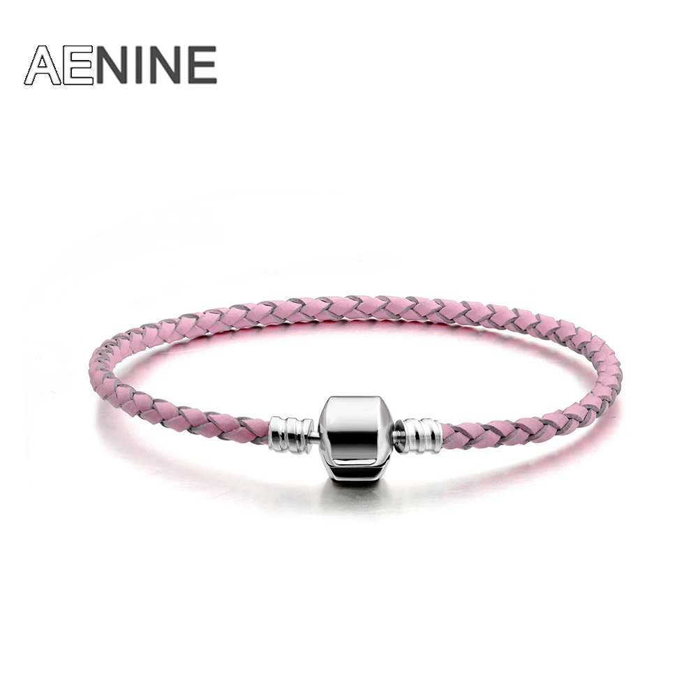 

AENINE Hot Sale 12 Color 18/20cm PU Leather Wrap Bracelets Fashion Diy Charm Beads Bracelet Jewelry For Women Pulseira PABR901