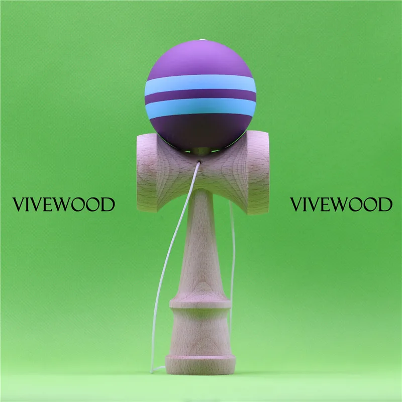 

Rubber Purple/2 Sky Blue Stripes Kendama, Beech 60MM TAMA with 22MM updated Bevel,Ken 2.0 with more durabl Sarado,Bigger CUP