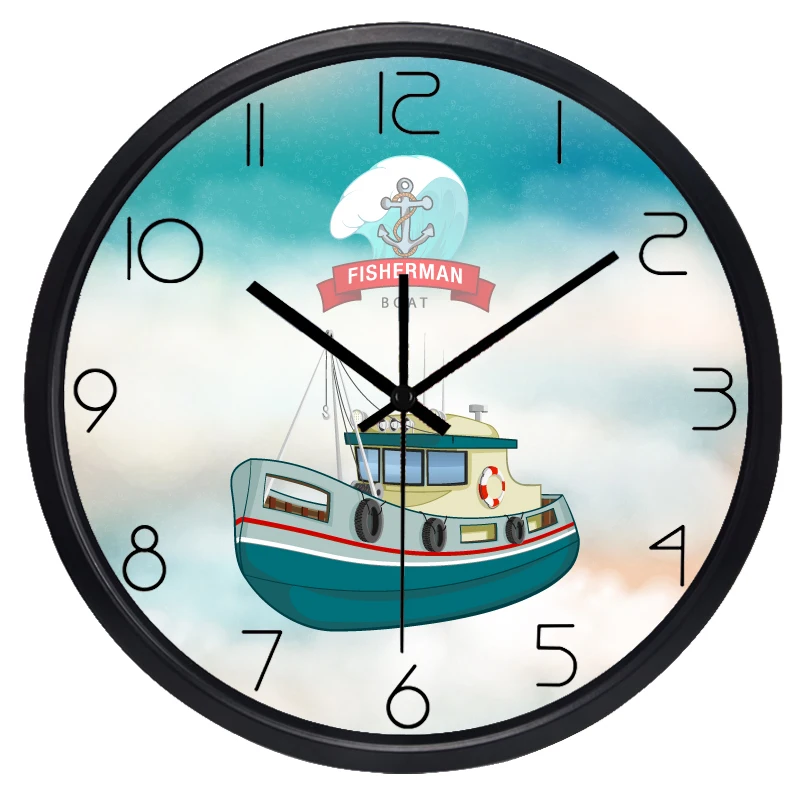 Retro Boat Fisherman Big Ship Wall Clockin Wall Clocks from Home