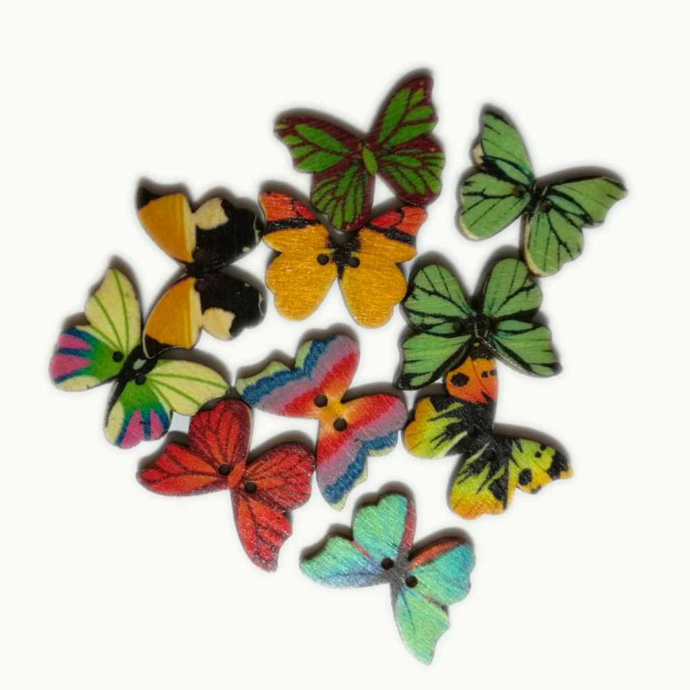 

50pcs Wooden Buttons Sewing and Scrapbooking 28x20mm 2 Holes Colorful Decorative Sewing Buttons for Craft DIY Mixed
