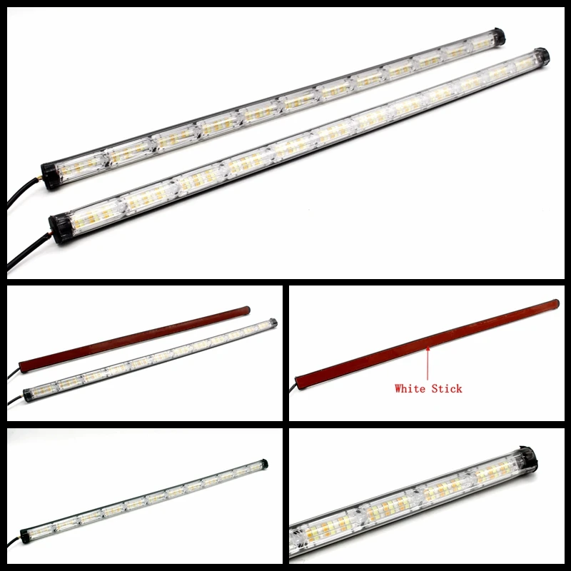 Yituancar 2X12 LEDs External Installation Flexible Night & Daytime Running Strip Light Flow Turn Signal DRL Car Day Lamp Styling