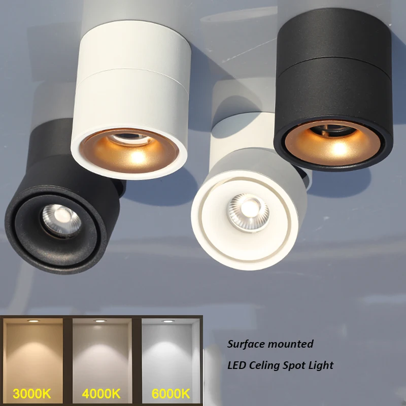 

Surface Mounted LED Ceiling Downlight Adjustable 90 Degrees Nordic Spot Light Down Lamp for Indoor Foyer Living Room Shop