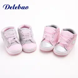 Delebao новорожденный любящее сердце дизайн ребенок мальчик или девочка обувь на шнуровке не скользит и что не сойдет легко Крытый Первые