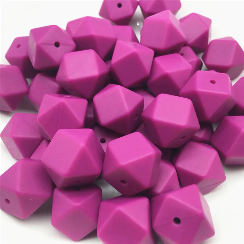 

10 PCS French Plum 17MM Hexagon Food Grade Silicone Baby Teether Bead Baby Safe Mom Feeding Soother Pacifier Baby DIY Chew Beads