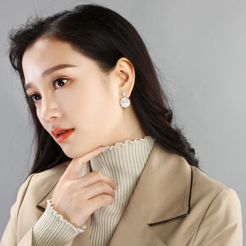 New Style Luxurious Round pendant drop statement earrings aros mujer oreja sieraden aretes de mujer Women Fashion jewelry