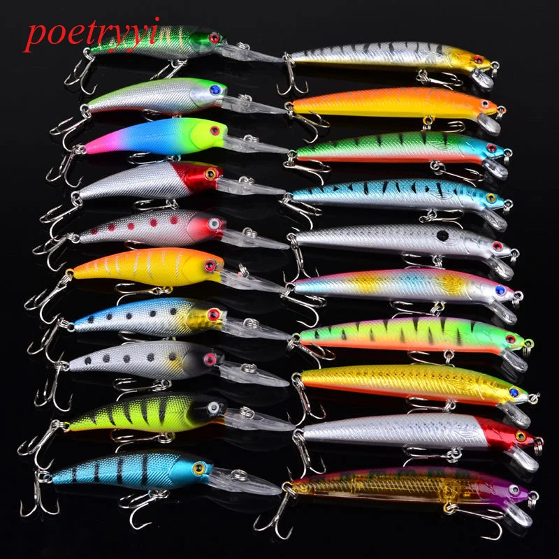 Isca de Pesca Poetryyi Wobbler Caber Kosadaka yo Zuri Enfrentar Crankbait Peche Minnow Jerkbait Artificial Pique Peixe Isca 30 20 Pçs