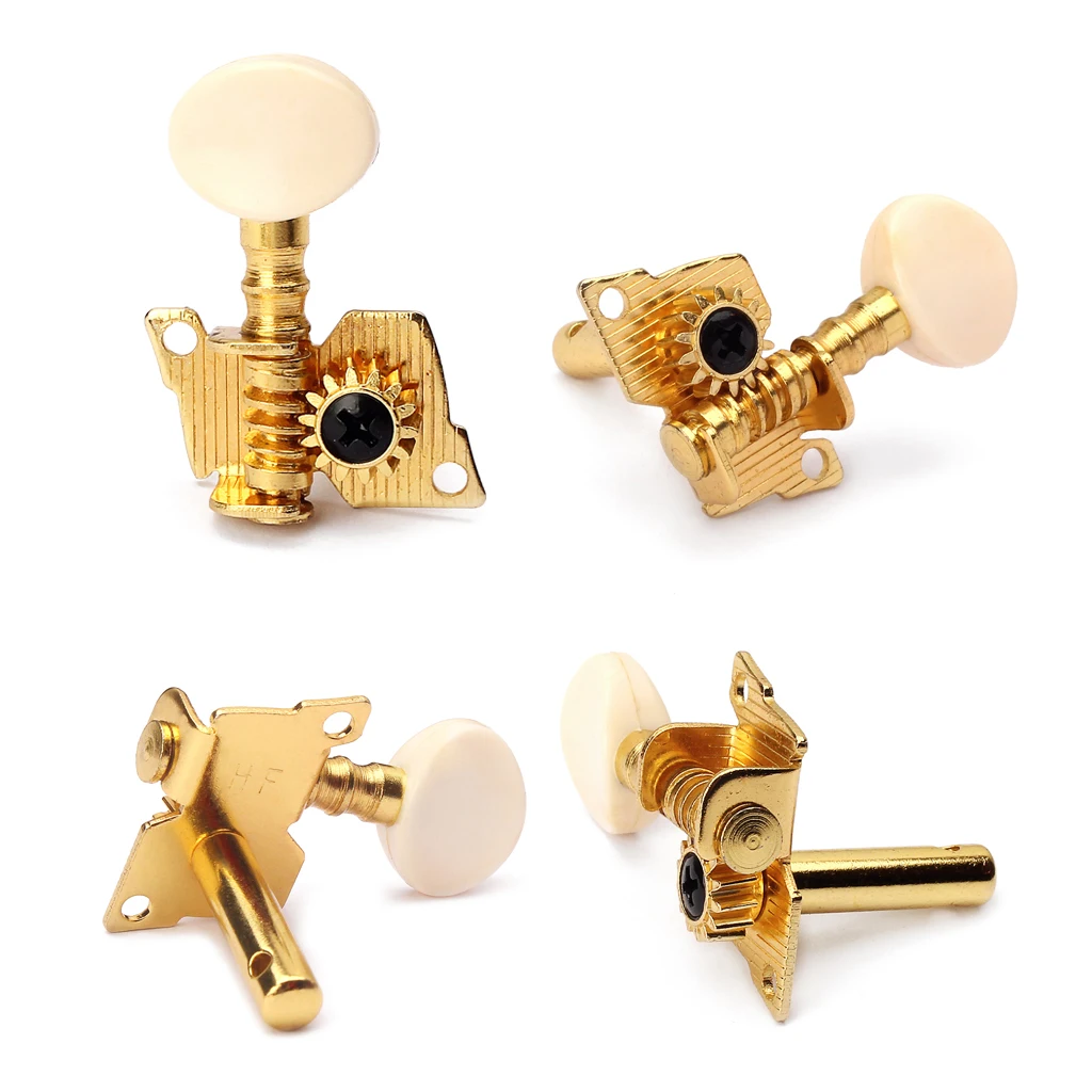 4 Pieces Copper+Iron 2L2R Ukulele Tuning Pegs Tuners for Ukulele DIY Ukulele Guitar Replacement Parts Golden