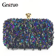 Синий/золотой/Черный Кристалл Бисероплетение женские вечерние сумочки для невесты женские вечерние сумки женские сумки через плечо