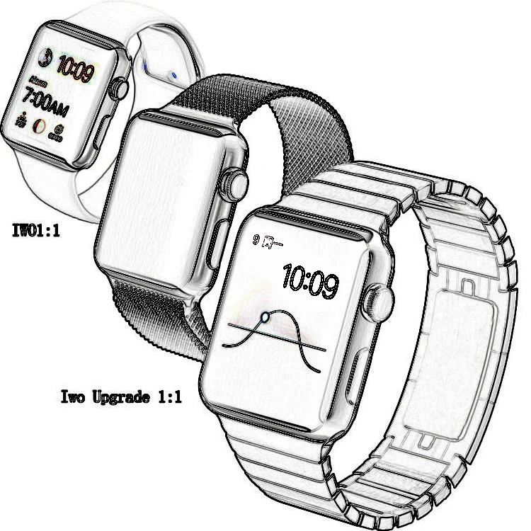 

HOYAT 2018 Smart Watch IWO 6 Heart Rate Smartwatch IWO 2 upgraded with Red button Gloosy steel case 9 clocks For iOS Android