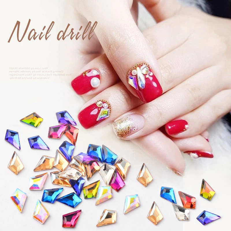 

10pcs Crystal Nail Rhinestones 3D Sword-shape Glass Diamond Stones Flatback Gems for DIY Manicure Nail Art Decorations 050
