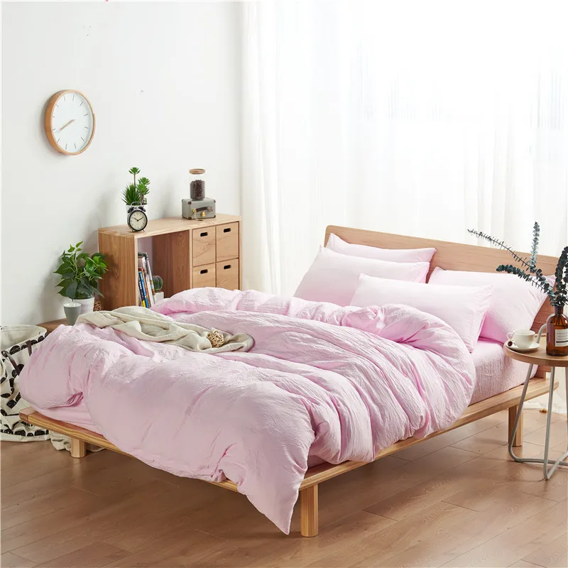 

Girl Pink Solid Color Polyester Fiber Soft Textiles 3/4pcs Bedding Sets Contain Duvet Cover Bed Sheet Pillowcase Super Soft Warm