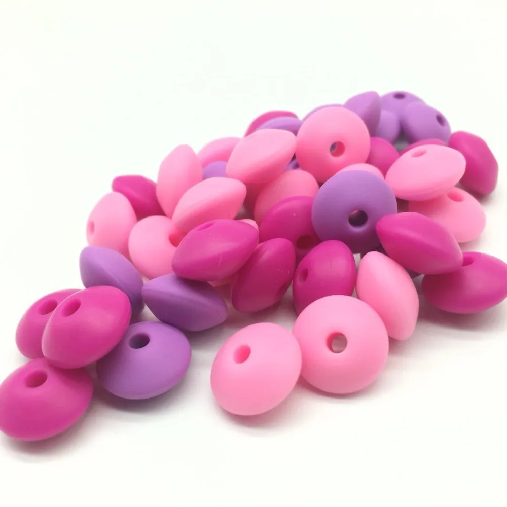 

100 pcs Loose Silicone Beads Abacus Lentils 12*6mm Diy Teething Jewelry Bpa Free Baby Pacifier Chain Silicone Beads