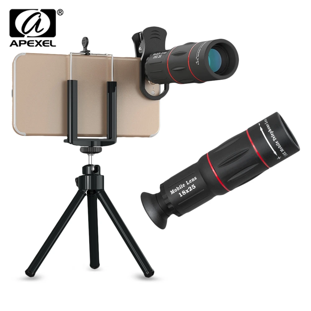 

APL - T18ZJ 18X Optical Zoom Telephoto Telescope Lens Camera with Phone Holder Clip Tripod