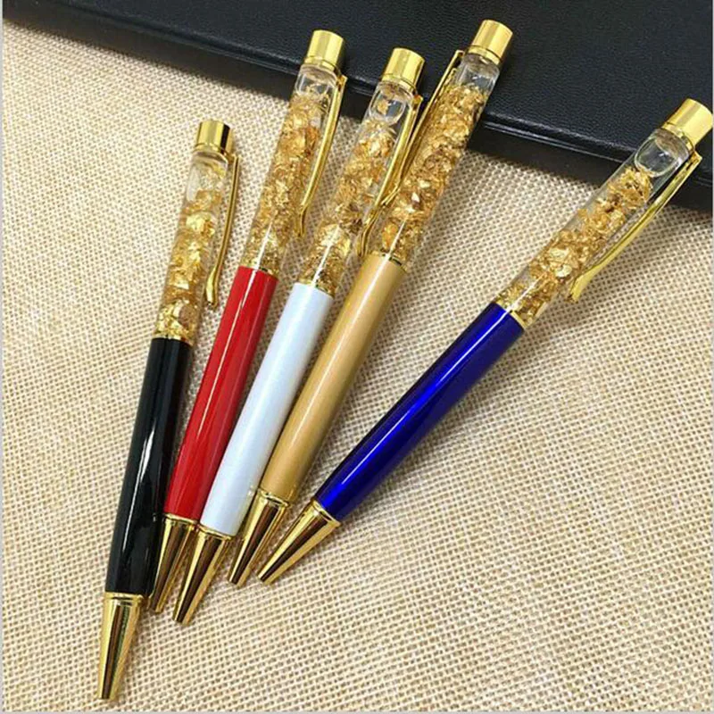 

24k Gold Foil Gift Pens Metal Crystal Pen Ballpoint Pens With Gold Foil Many Colors Available Gold Foil Pens
