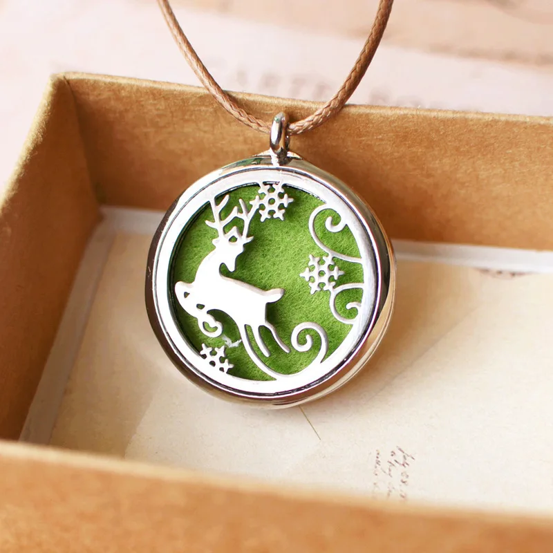

Flyleaf Stainless Steel Hollow Deer Long Necklaces & Pendants For Women Essential Oil Aromatherapy Photo Frame Jewellery