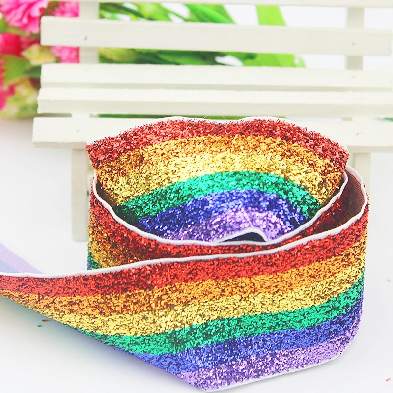 3 rainbow glitter velvet ribbon_