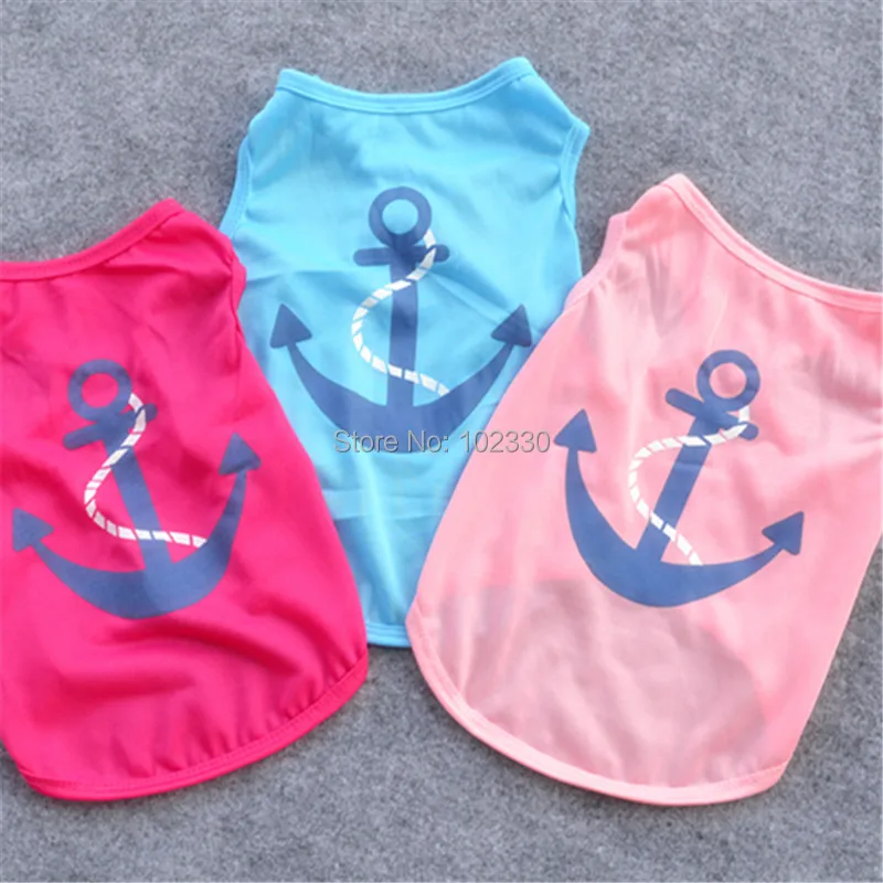 Summer Pet Dog Shirt Clothes Cute Lovely Anchors Printing Vest Shirts T Shirt Clothing For Dogs