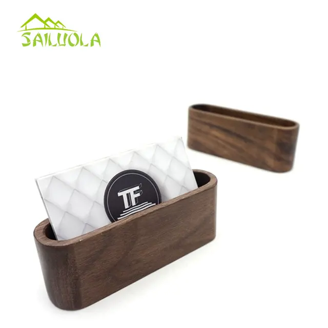 1pc Creative Black Walnut Wood Business Card Holder Name 1pc Creative Black Walnut Wood Business Card Holder Name Organizer Desktop Office Display Stands