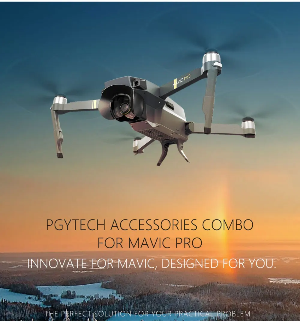 PGYTECH аксессуары комбо для Mavic pro& Platinum(посадочная площадка/защитная палка управления/бленда объектива/фильтр 5 шт/landinggear/USB