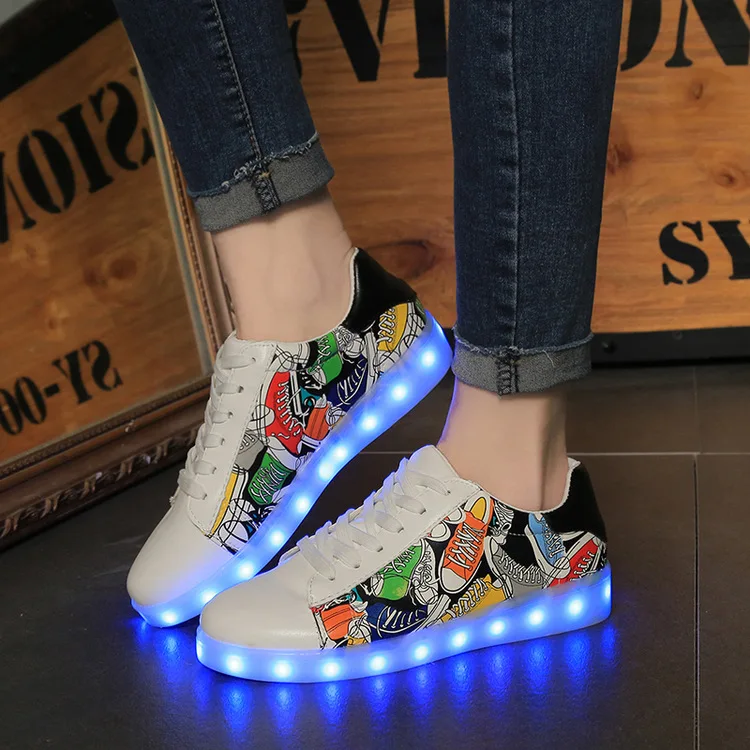

USB Charger Women Shoes LED Unisex Men and Women Casual Sports Shoe for adults Sneakers Fashion party men shoes