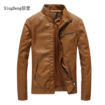 

XingDeng Business Winter Male Jackets Men Loose Casual warm overcoats PU Brand fashion Leather top clothes plus size 5XL