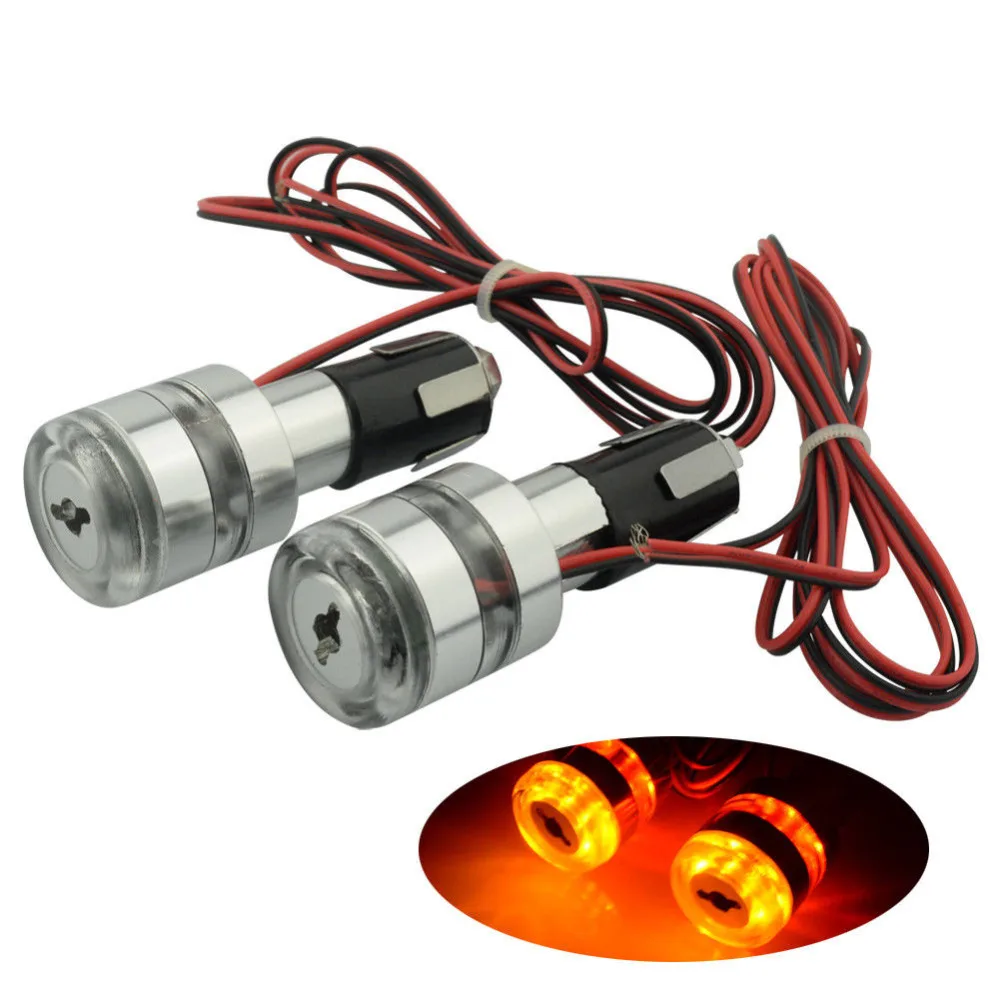 Buy Handlebar Motorcycle Blinker Amber LED Handle Bar End Indicator Grip 7/8