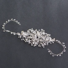С украшением в виде кристаллов ботанический головной убор для Для женщин невесты, со стразами ювелирные изделия с изображением капель воды Стиль повязки для волос, свадебные аксессуары для волос